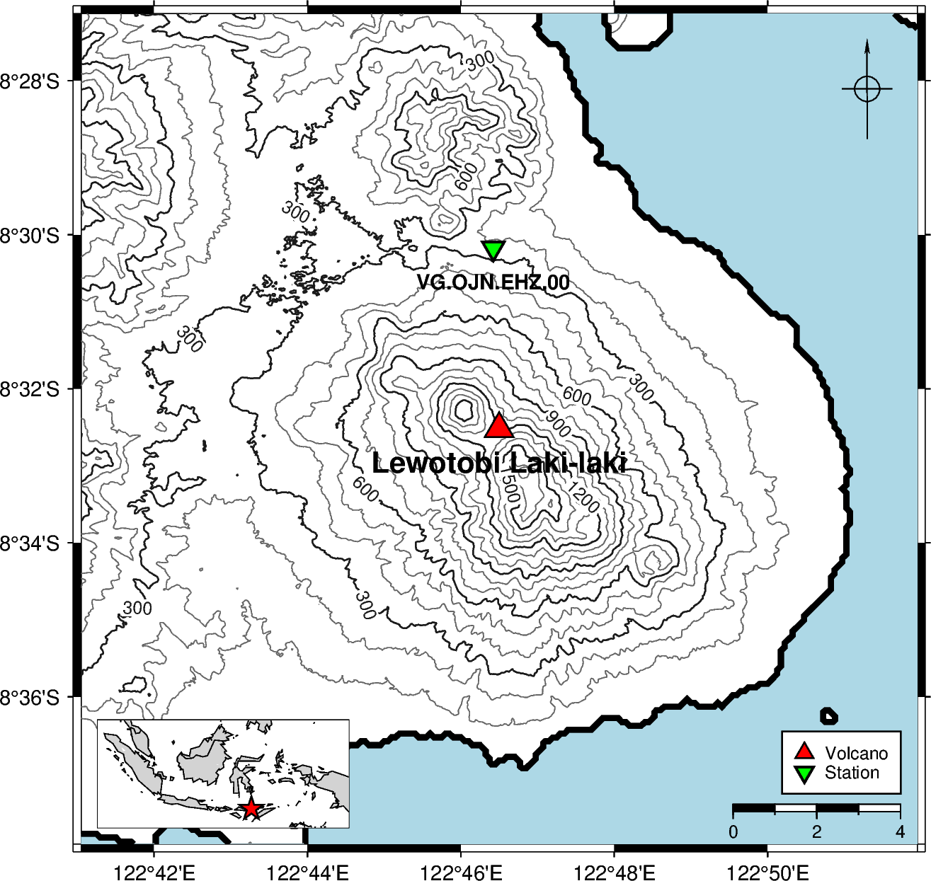 Lewotobi Laki-laki volcano map