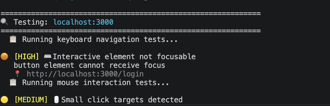Console output showing a test run in progress