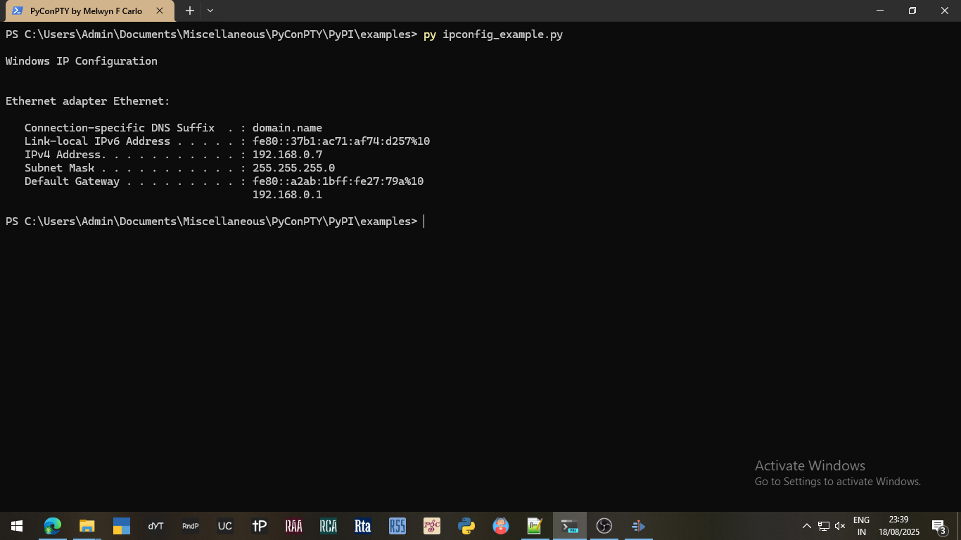 Example #1: IPConfig Example - Output