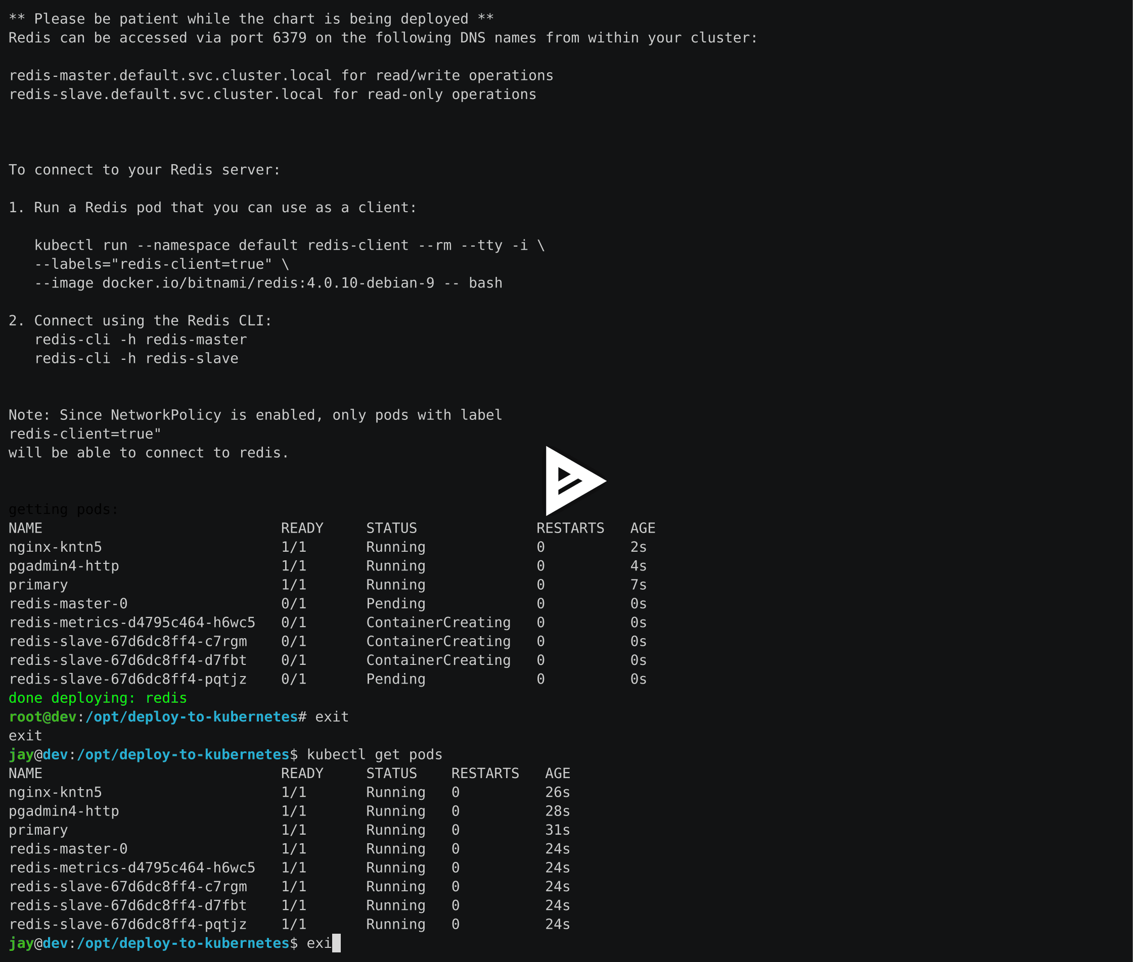 Deploy Redis and Postgres and the Nginx Ingress