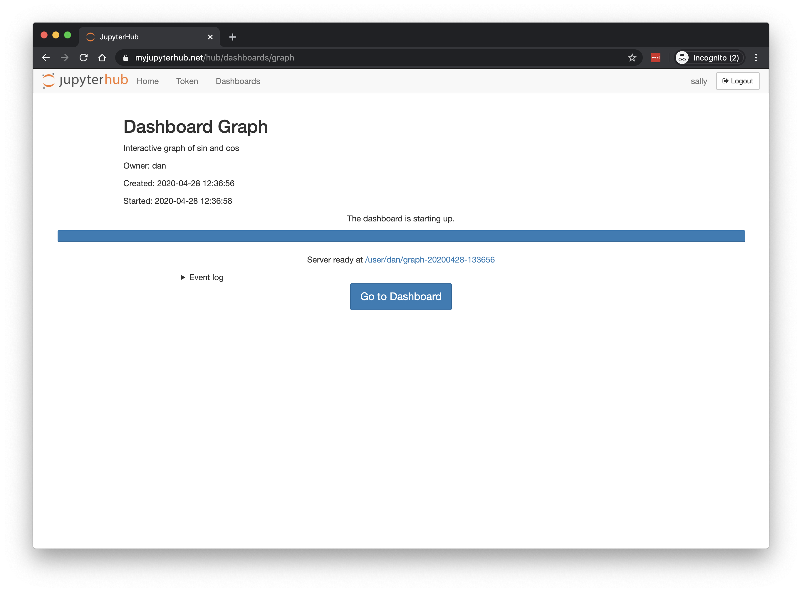 Dashboard Voila built automatically