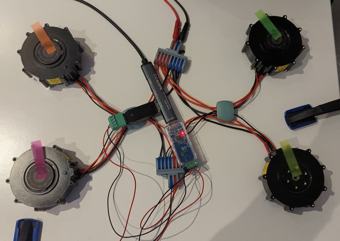 Four CyberGear motors wired