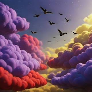 AI generated picture of purple and red and yellow clouds with birds flying past them. Yes, AI generated. I suck at art and have zero budget to commission artwork for this fun little project. The project itself is 100% handwritten, except for the autocomplete parts that my non-AI IDE helped me with, which is OK because we only dislike machine-generated code if it's called AI and it's otherwise "just the way things are done".