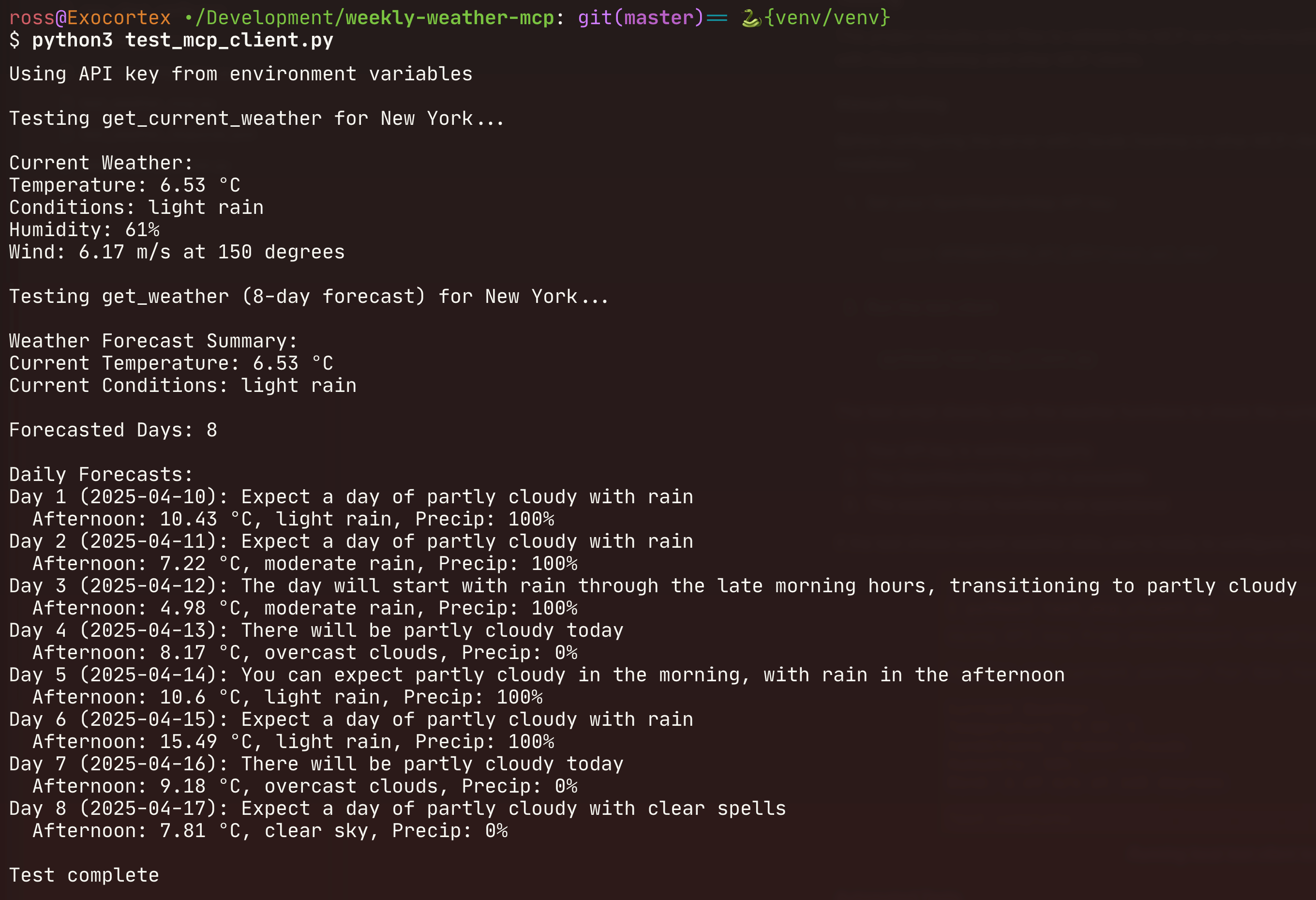 Running local test client