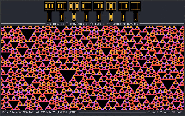 colored and dimensional cellular automata in scrolling animation