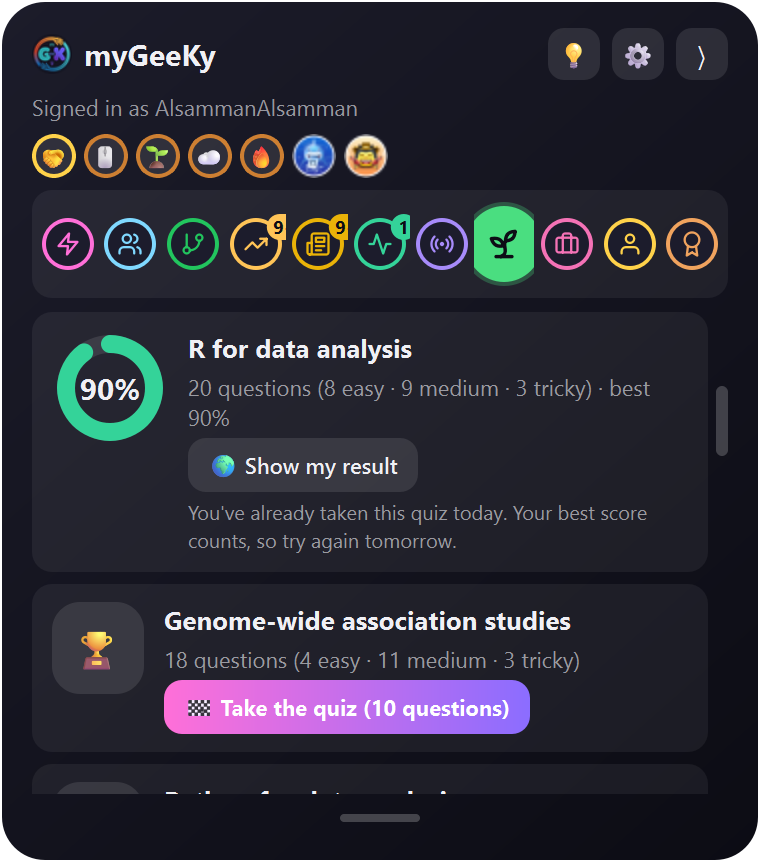 The Quiz tab