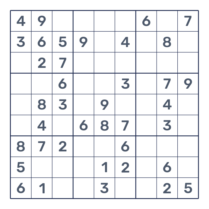 An easy Sudoku puzzle with space to write answers