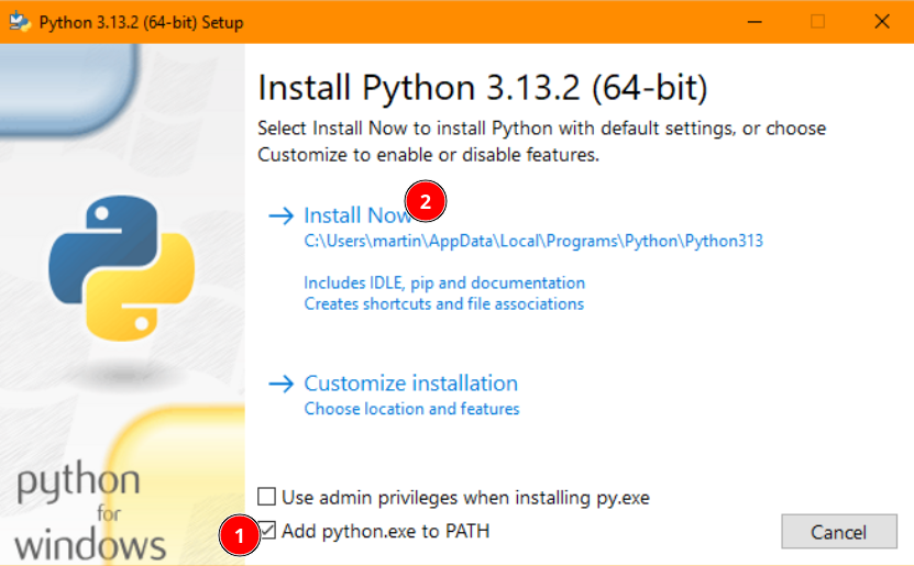 Screenshot of Python Installer