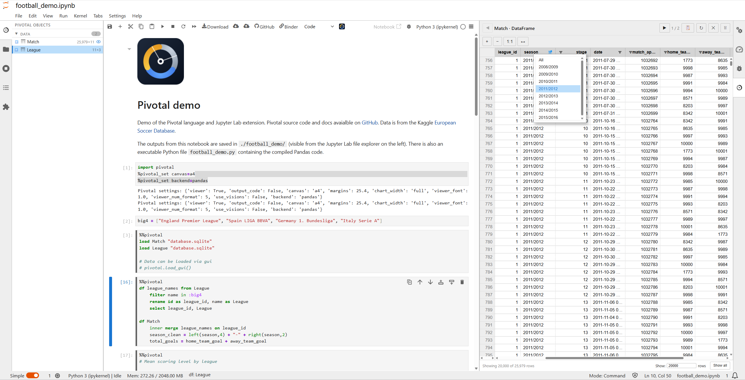 JupyterLab demo