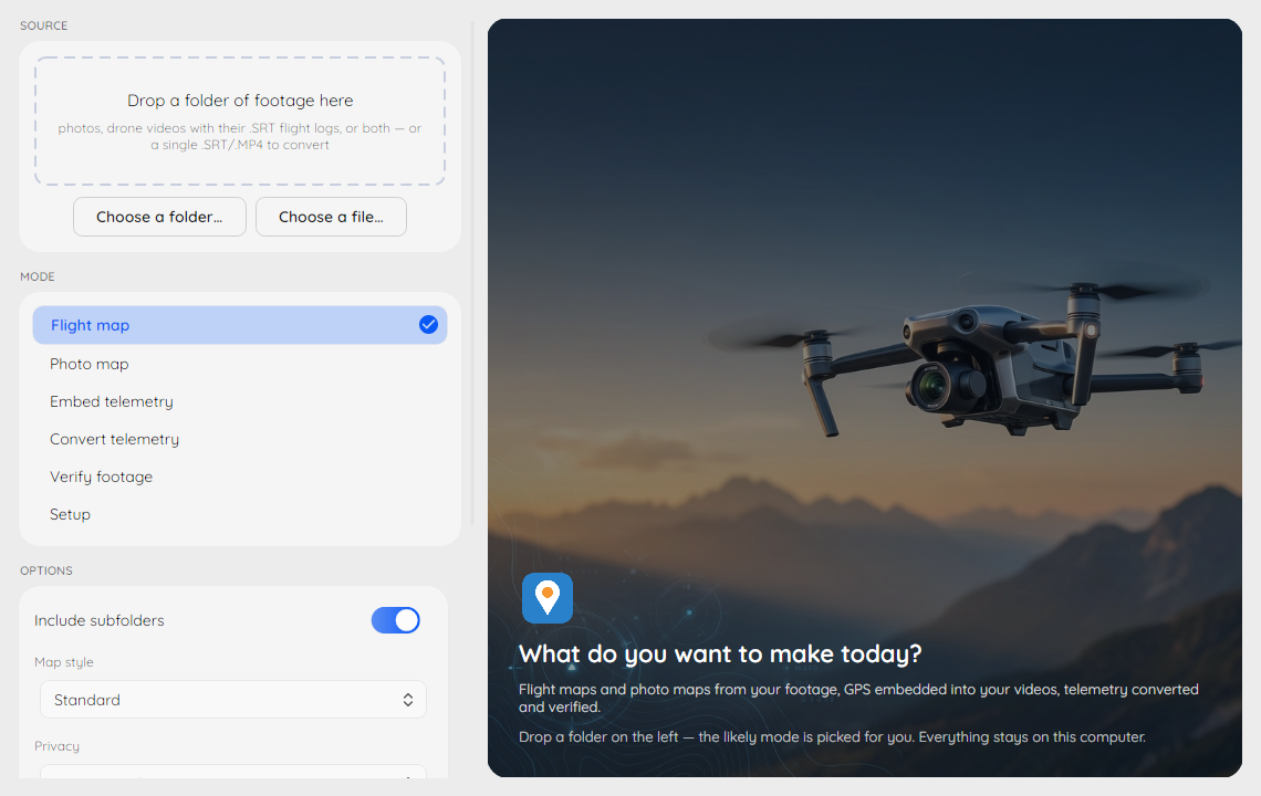 The DJI Metadata Embedder workspace