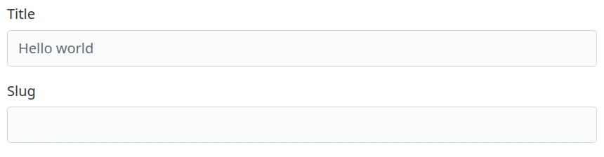 Typing a title fills in its slug as you type.