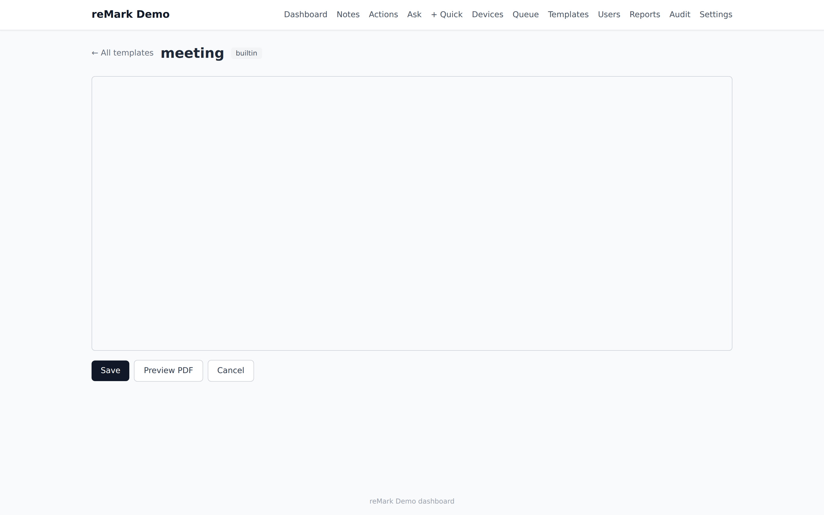 Templates editor