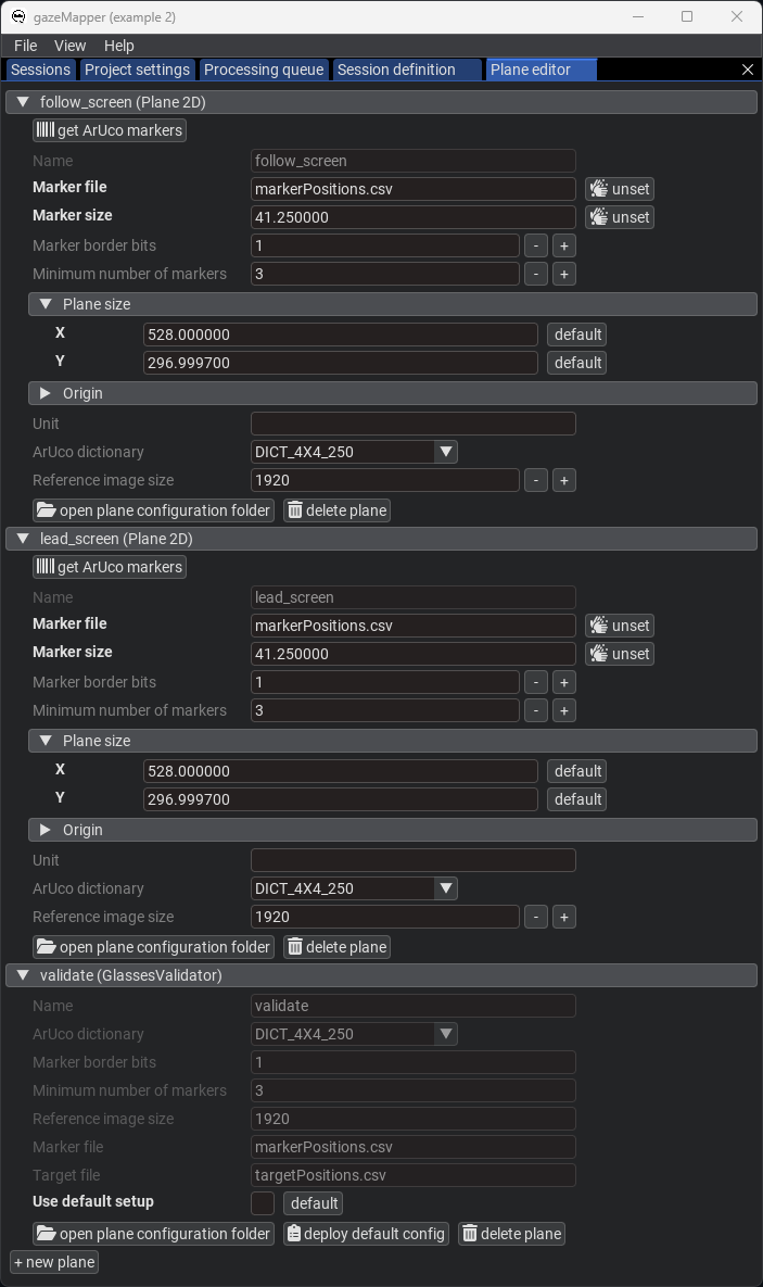 Plane editor