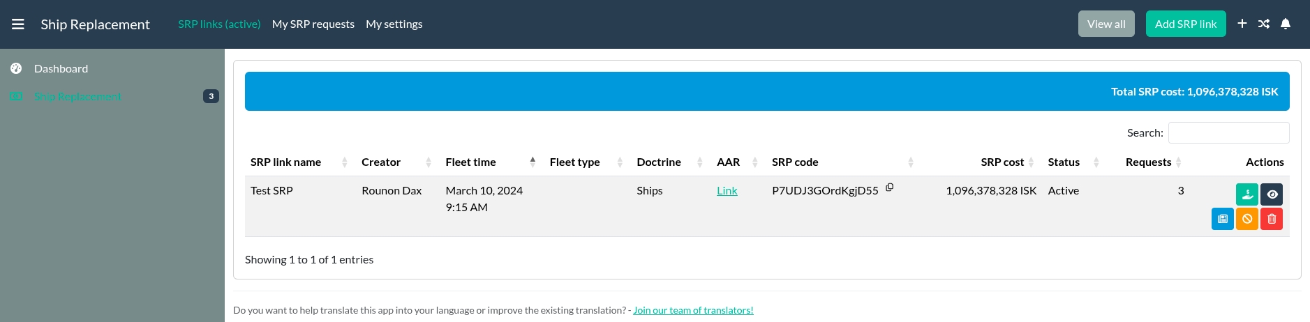 Image: AA SRP Dashboard