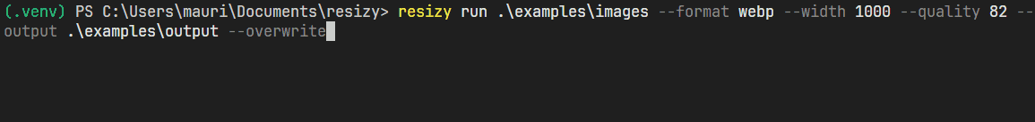 Resizy terminal demo