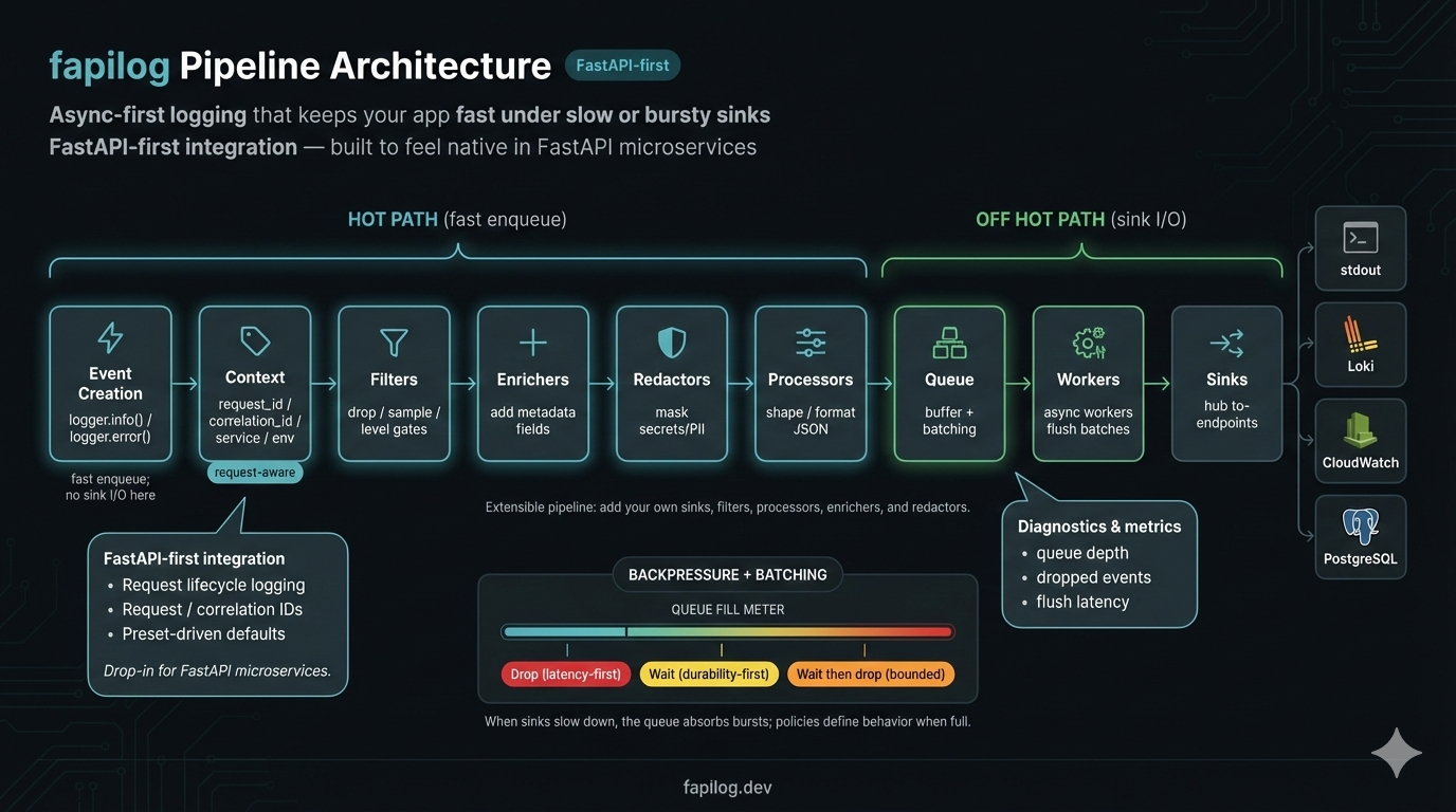 Fapilog pipeline architecture