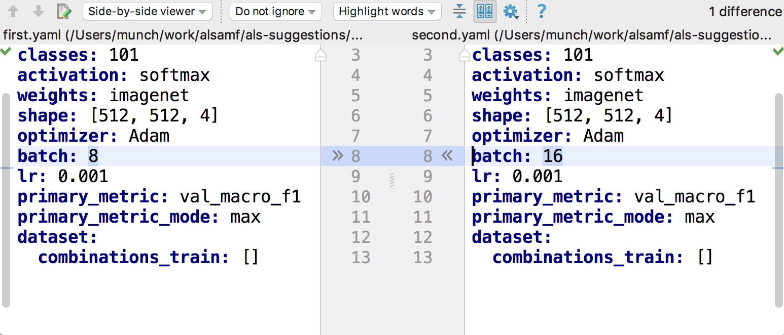 YAML comparison