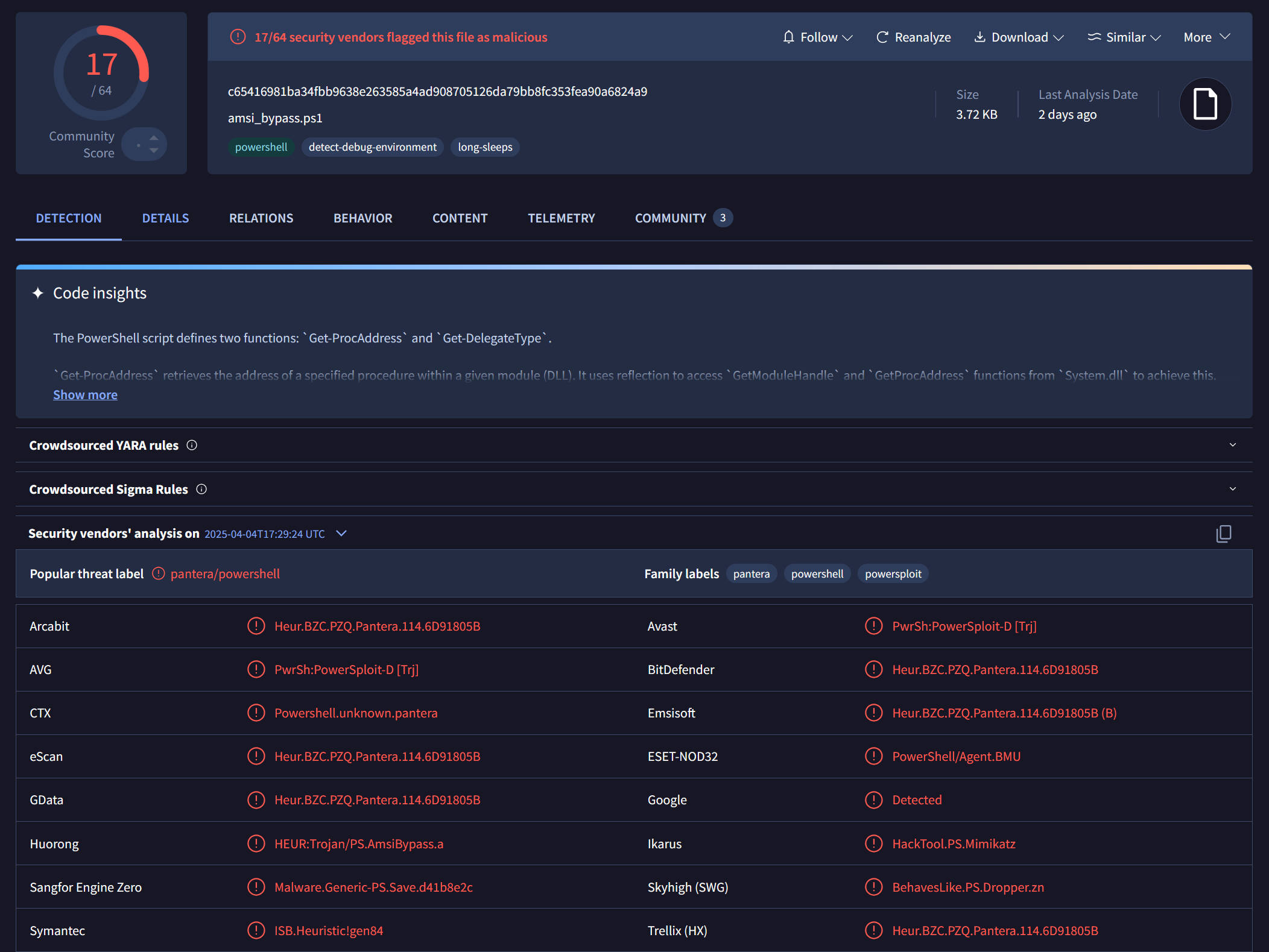 VirusTotal Detection - Original