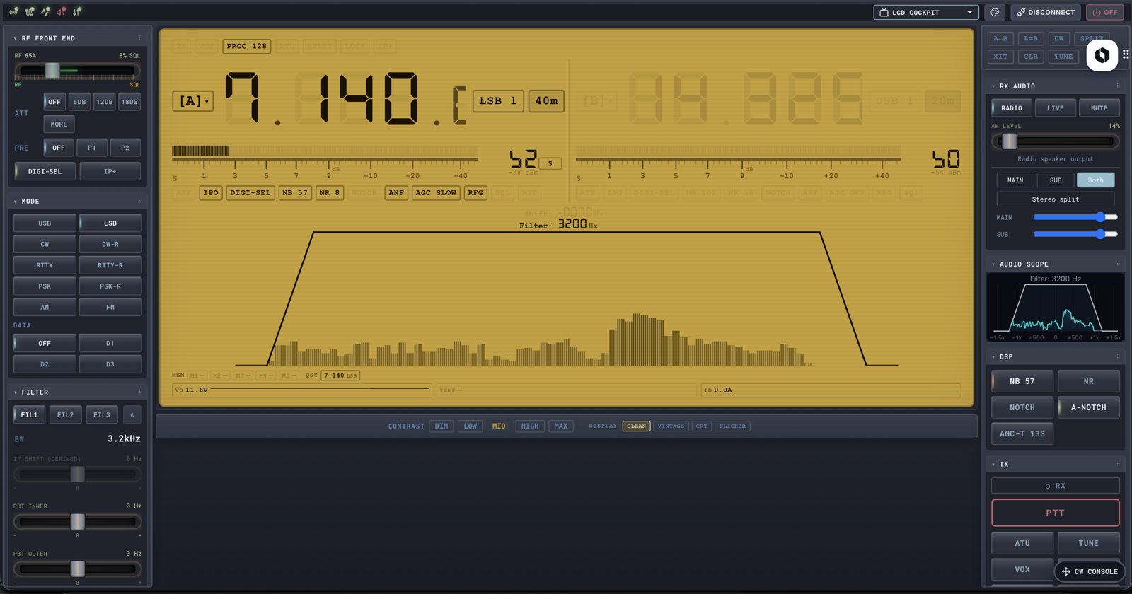 LCD Cockpit (amber) skin with vintage-LCD typography and AmberScope