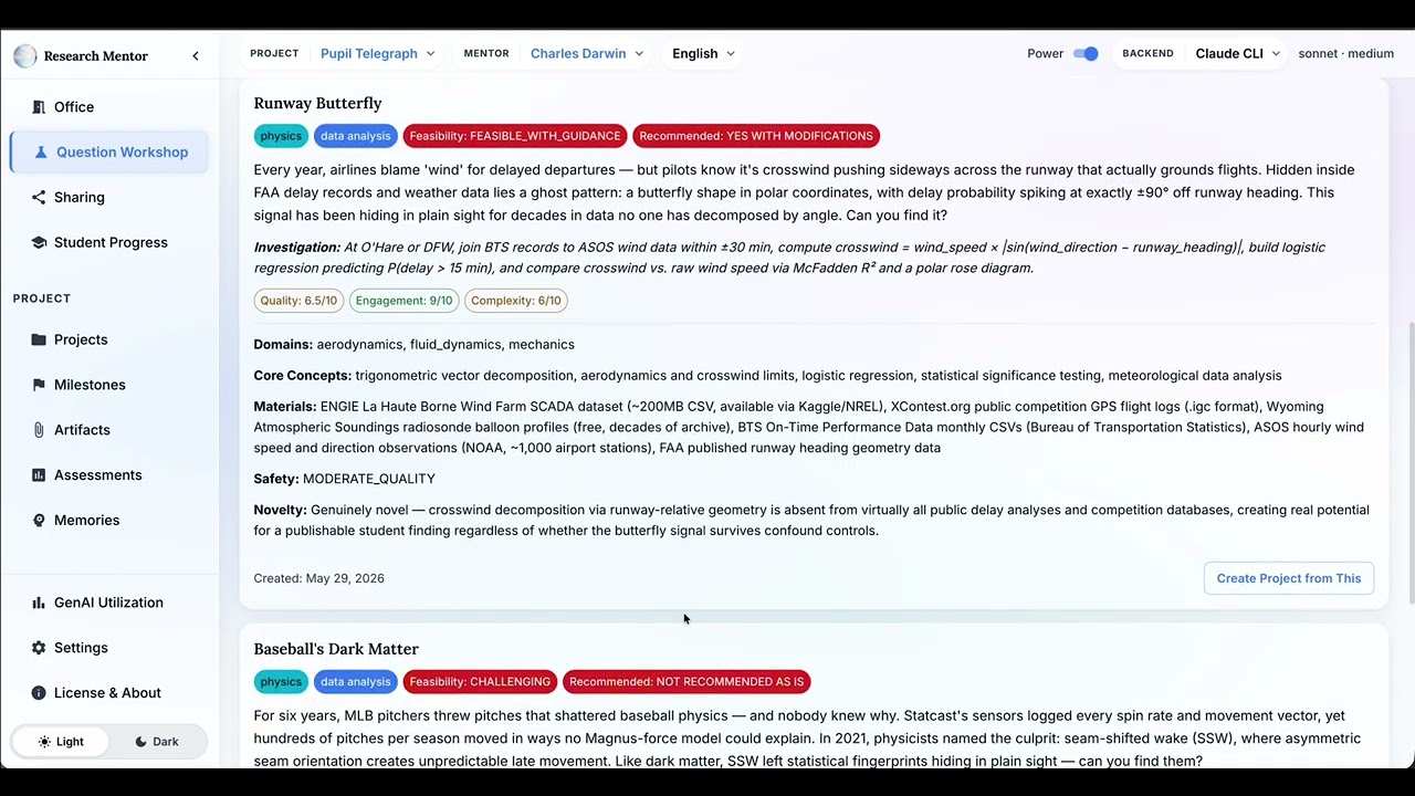 Personal AI Research Mentor in action - video demo playlist
