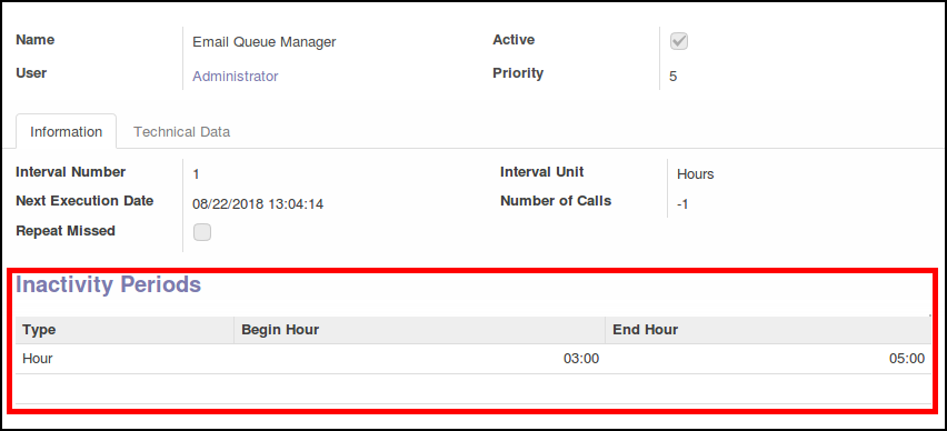 Inactivity Period Settings