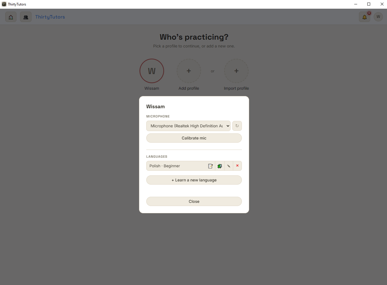 Profile Page