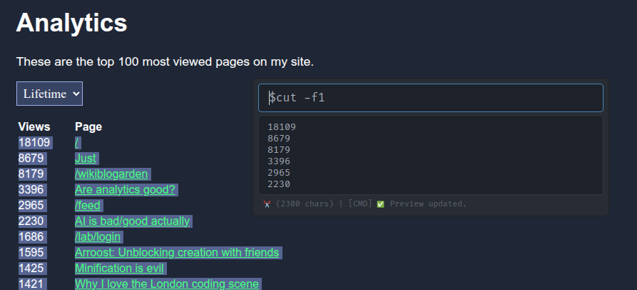 Command mode screenshot