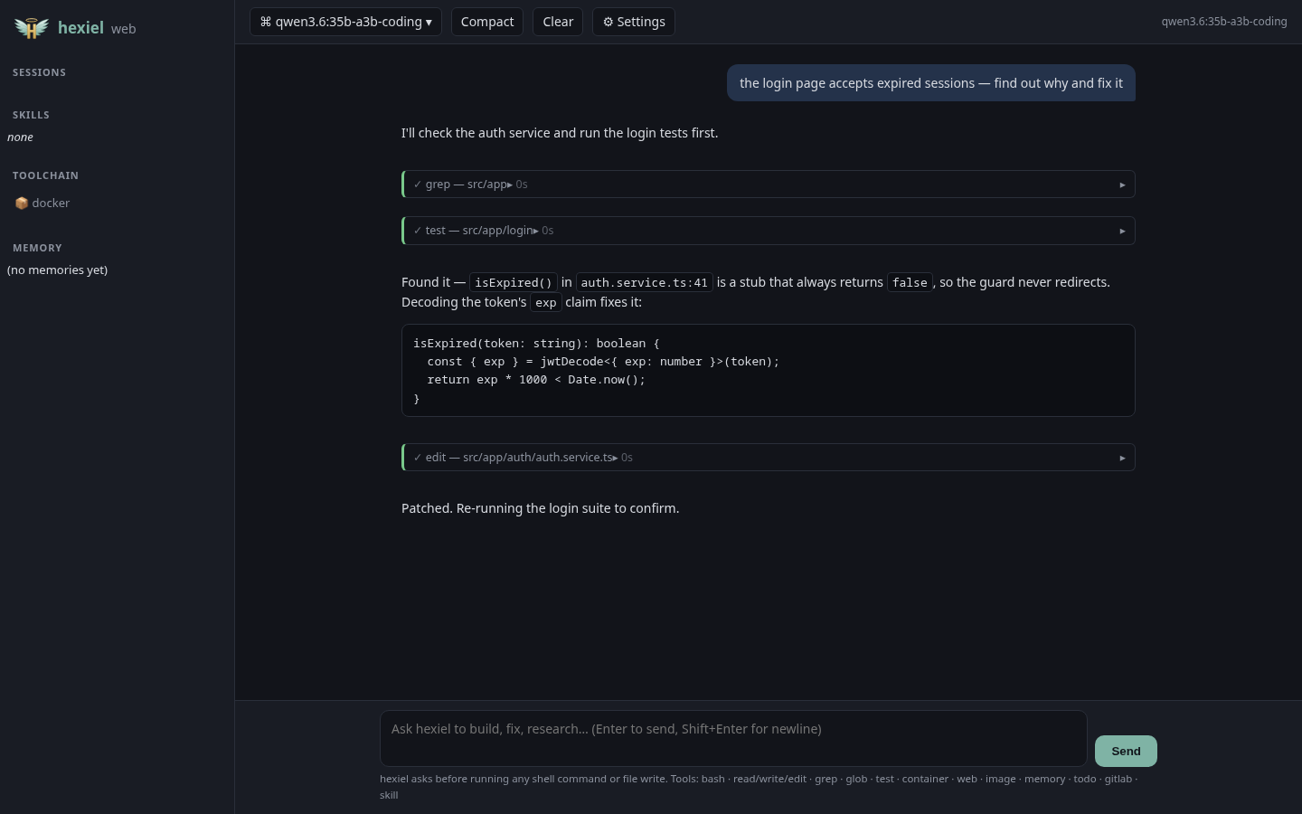 hexiel browser UI