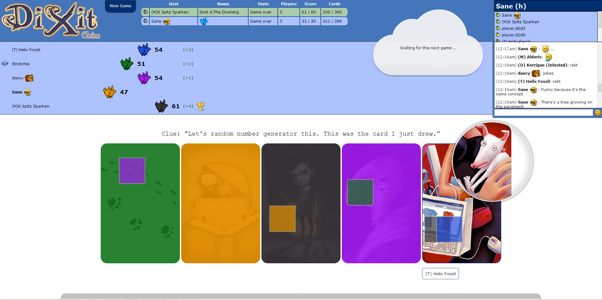 Revealing the correct card