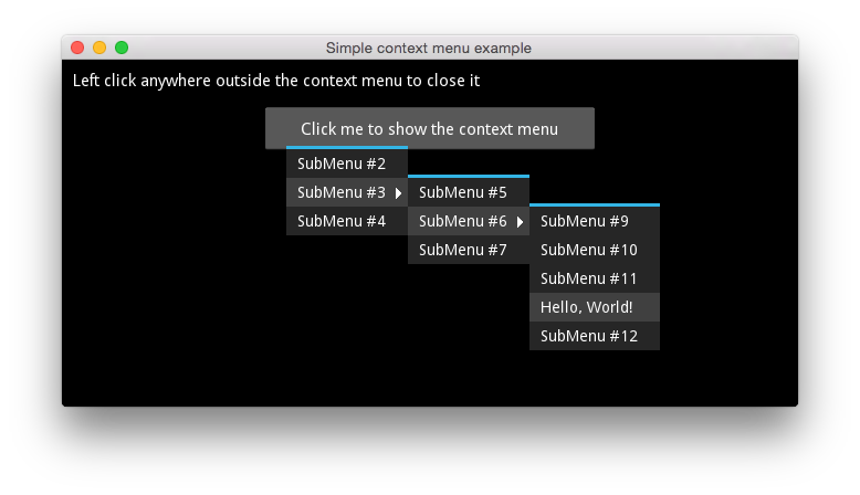 Example of context menu