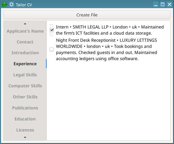 Tailor your CV with a few clicks.