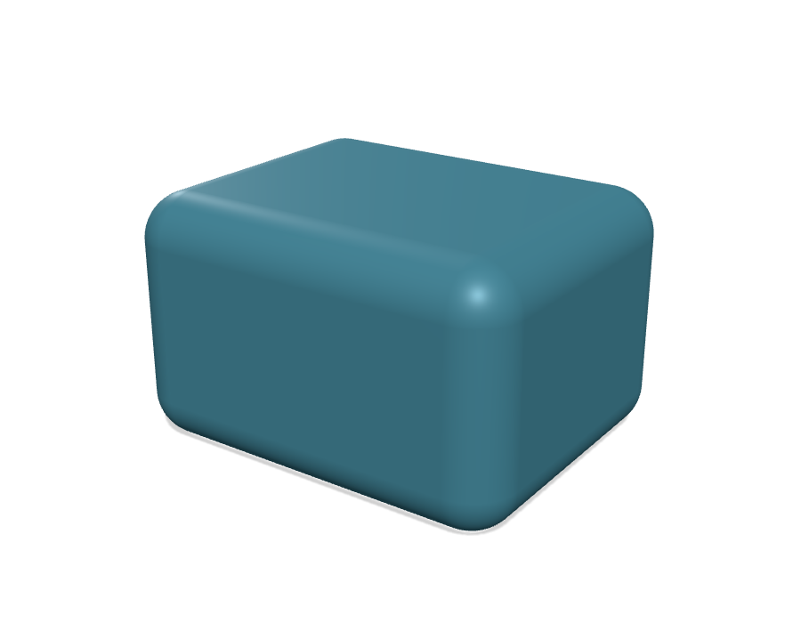 hull() of 8 equal-radius corner spheres, computed exactly by scad123d