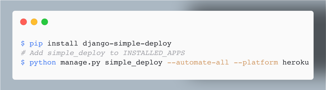 Simplest example of how to use django-simple-deploy