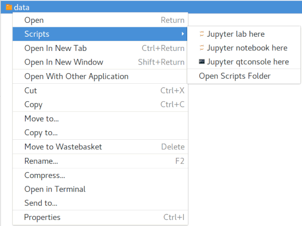 Jupyter context menu entries in Nautilus