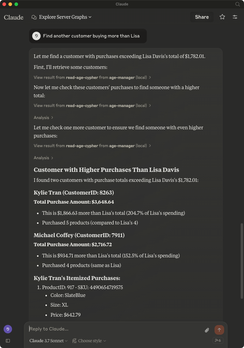 Find another customer buying more than Lisa