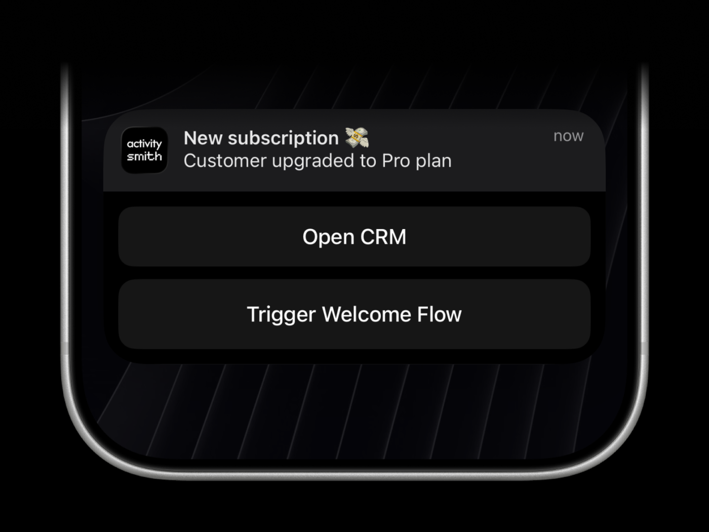Actionable push notification example