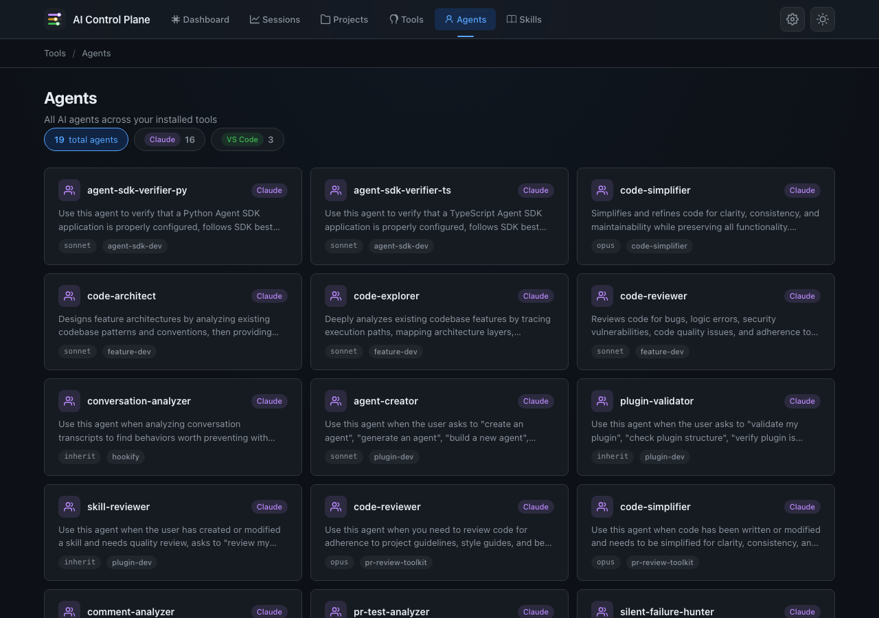 Agents page