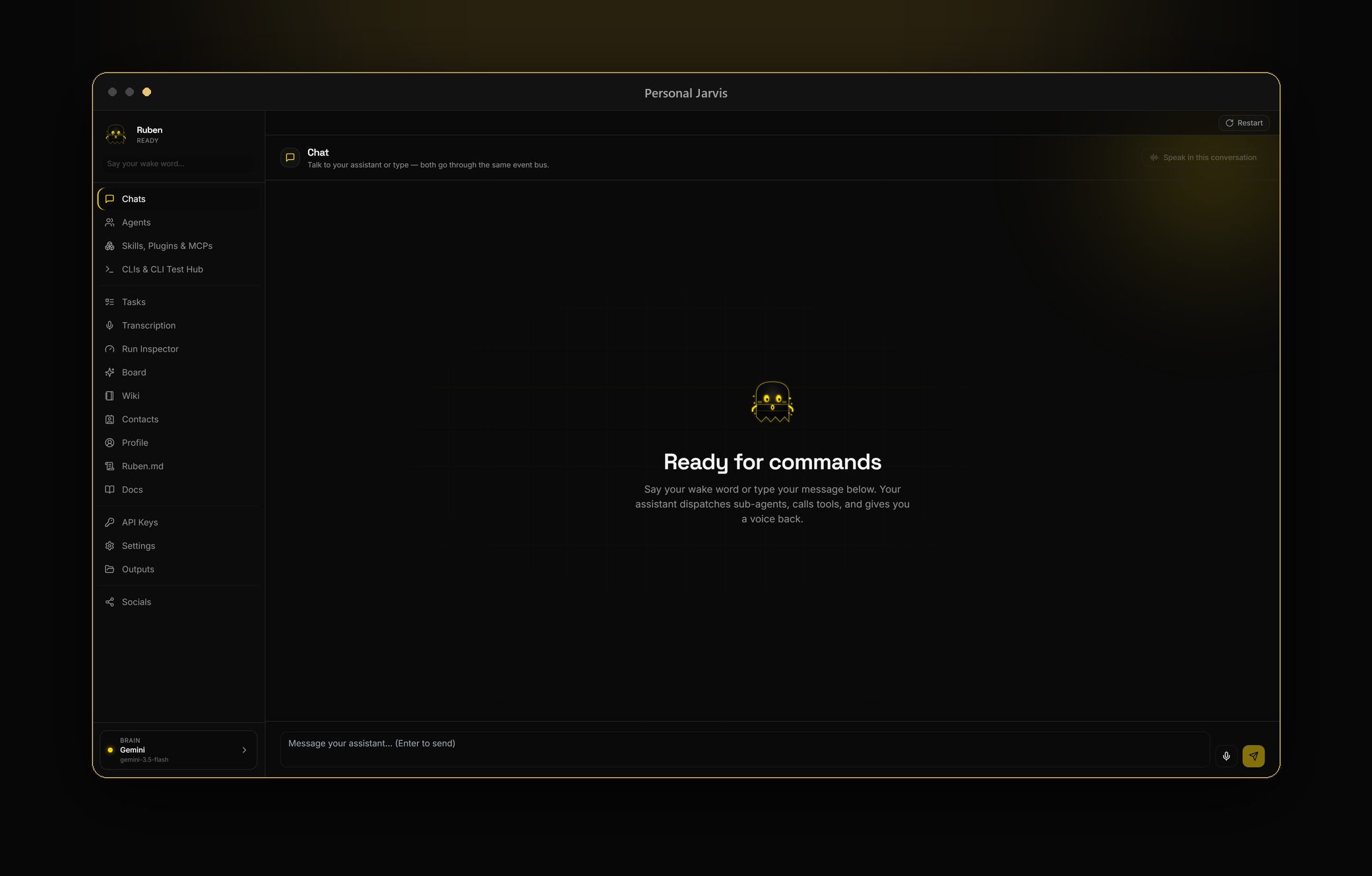 The Personal Jarvis desktop app