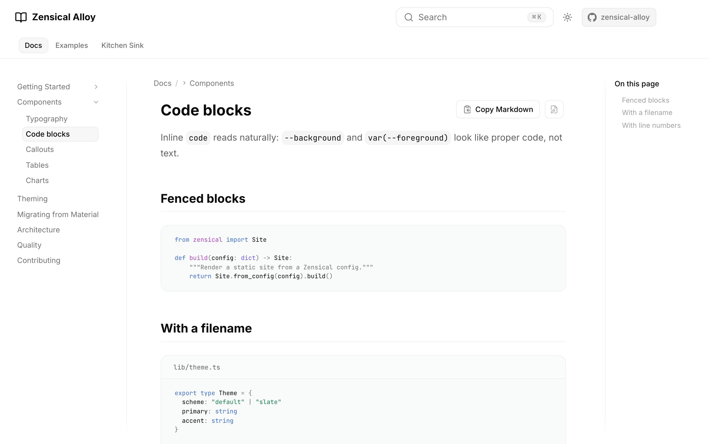 Code blocks