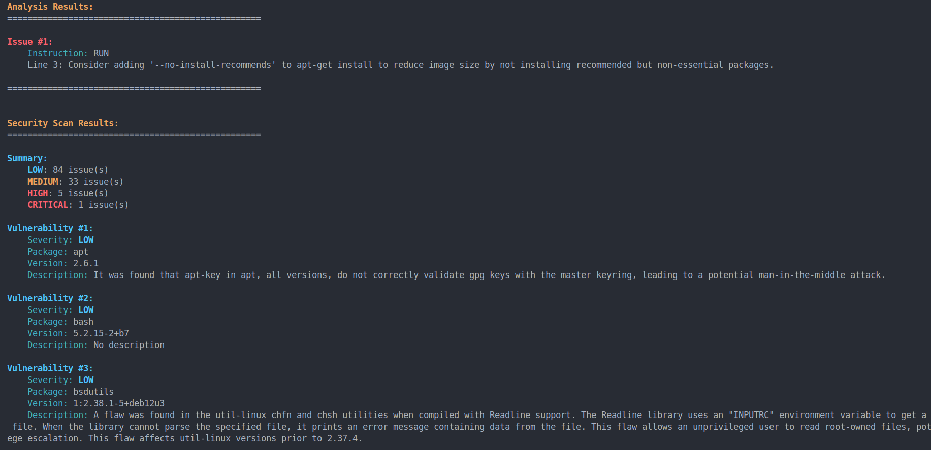Terminal Output