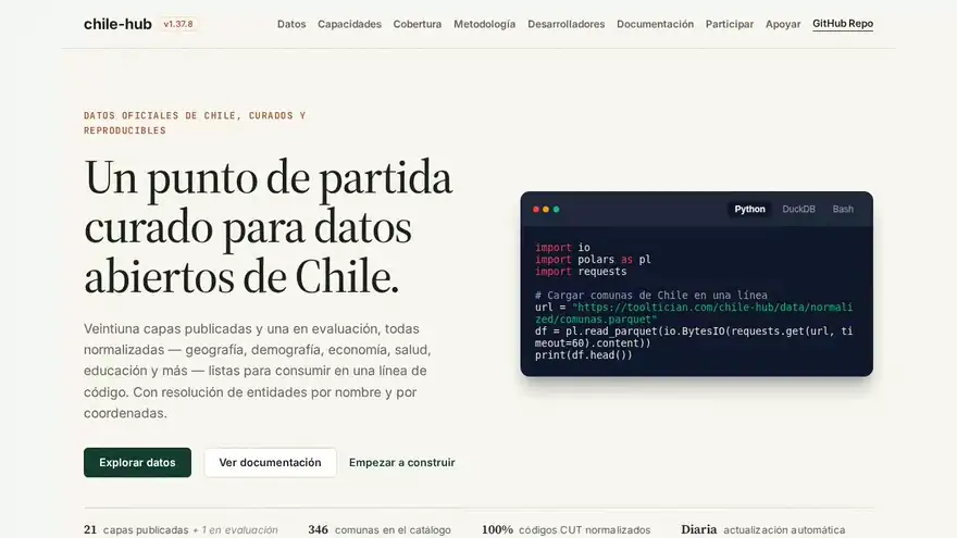 Demo del explorador SQL de chile-hub