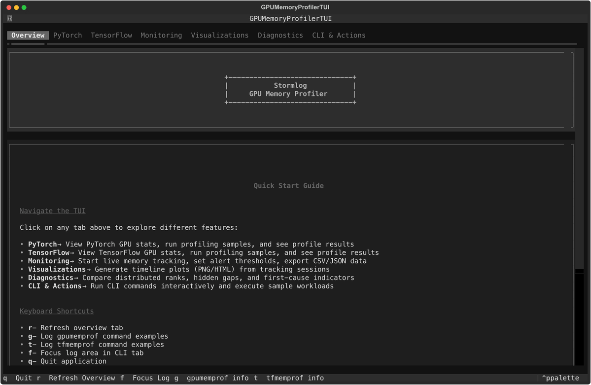 Stormlog terminal UI overview