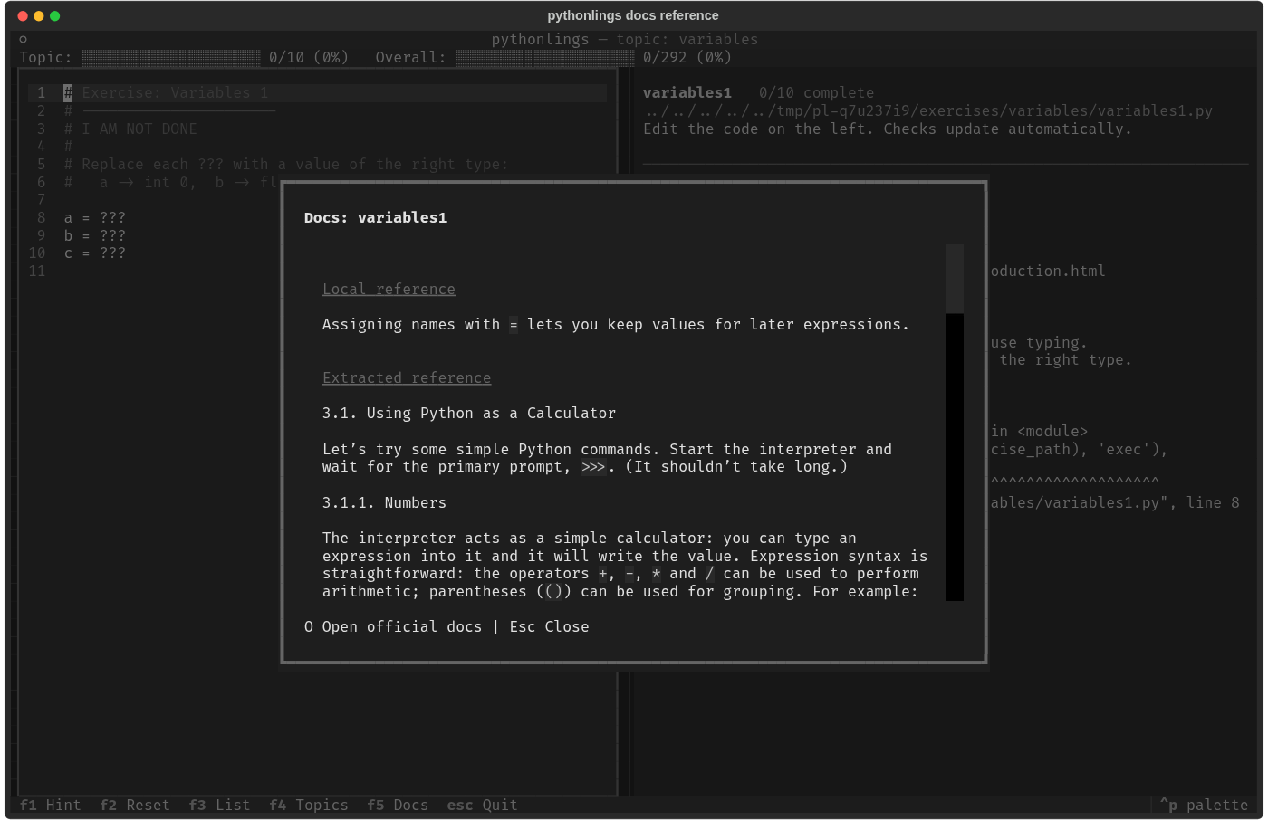 Local docs reference