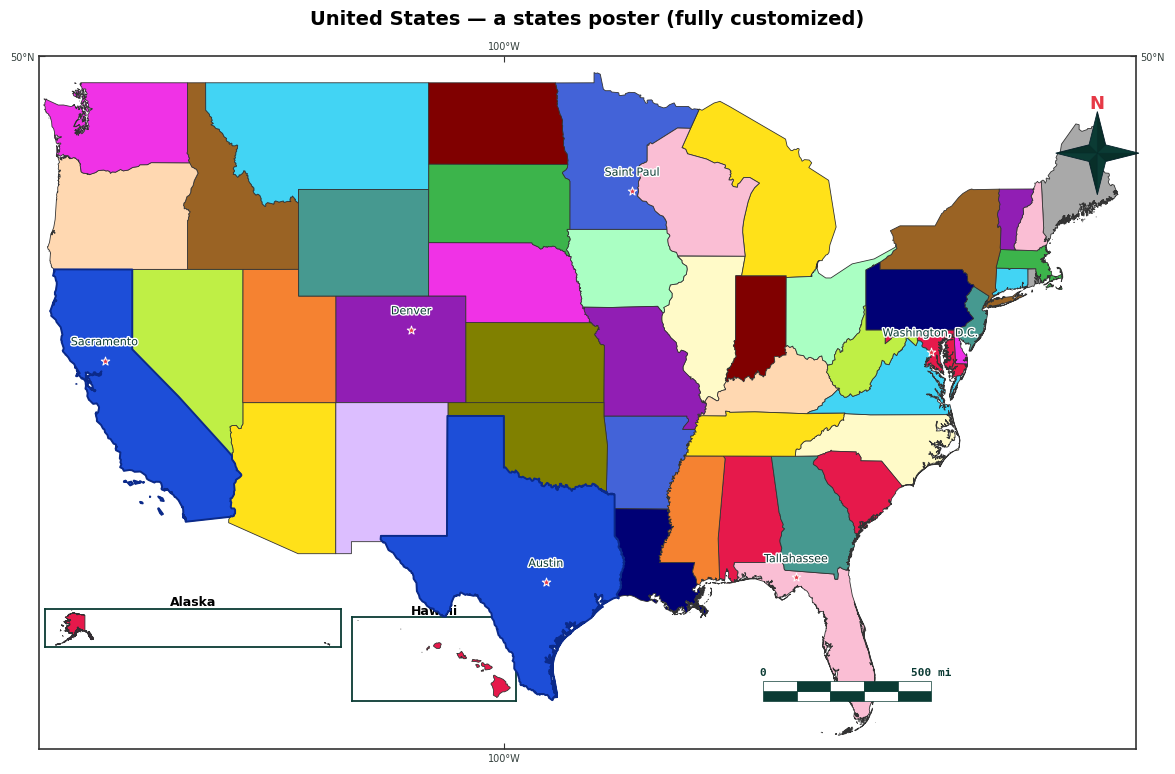 USA states poster