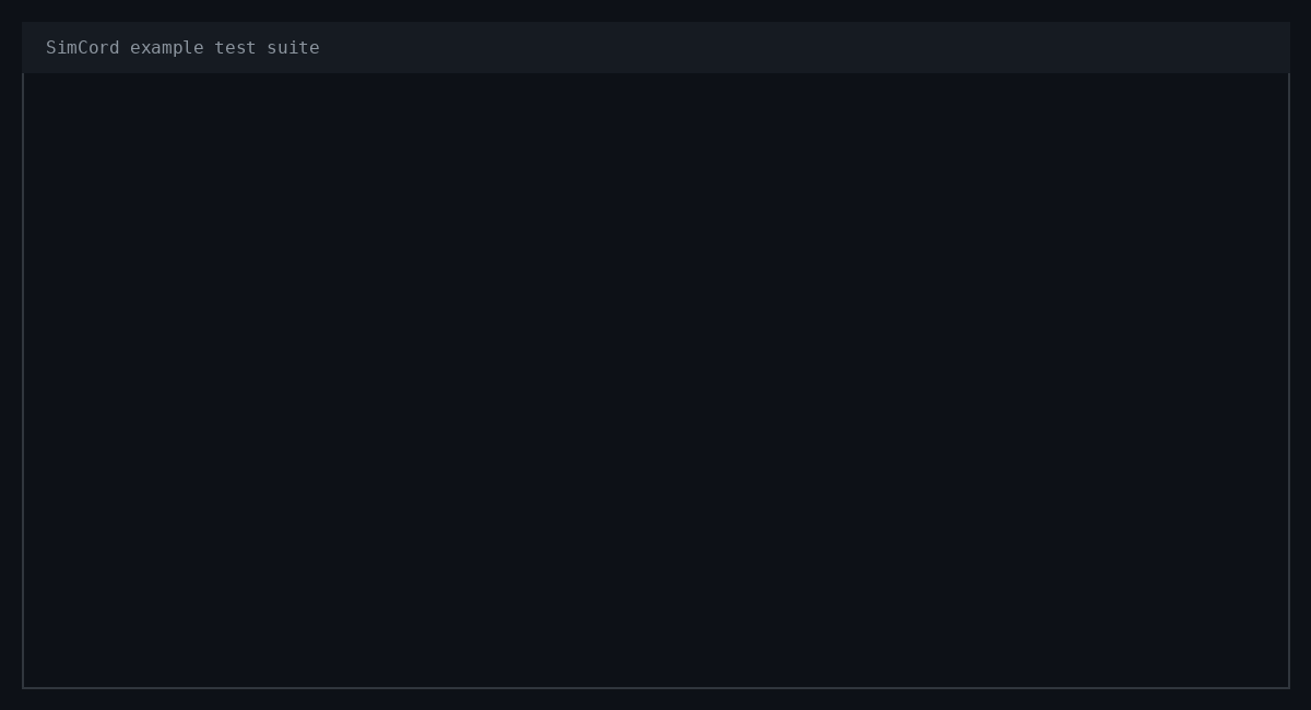 Real SimCord example suite running in pytest