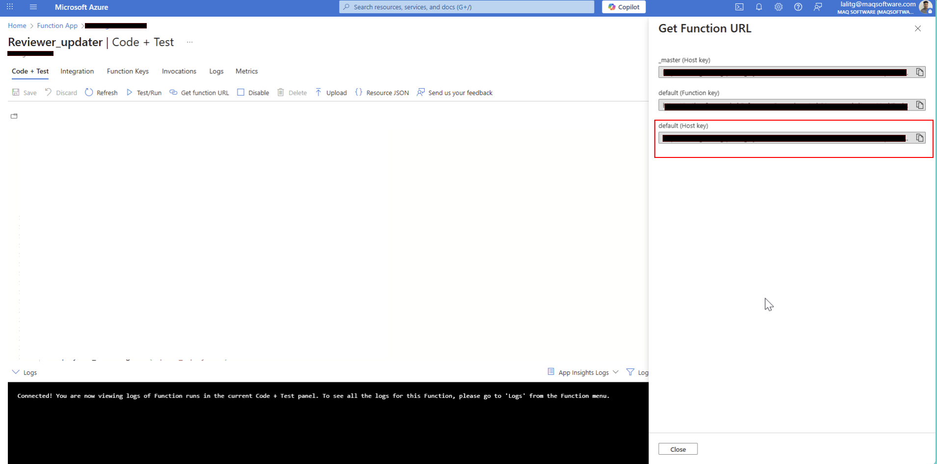 Get Function URL