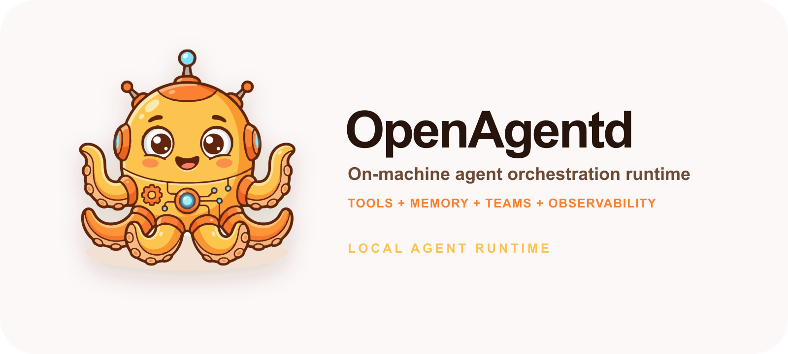 OpenAgentd octobot mascot and wordmark
