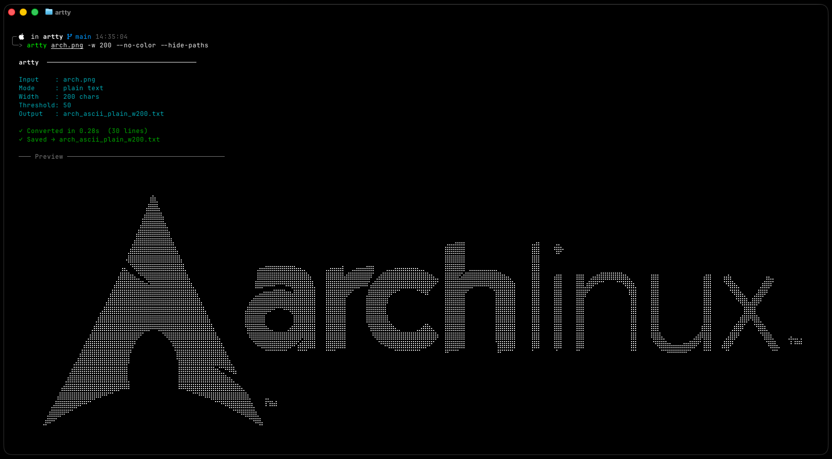 arch plain output