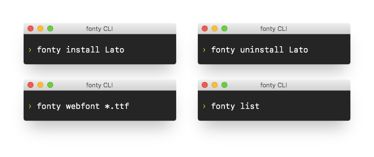Screenshot of fonty commands