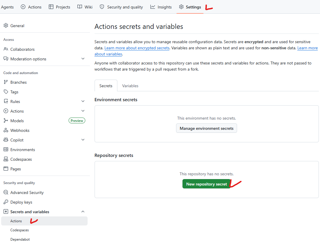 GitHub Secrets 설정